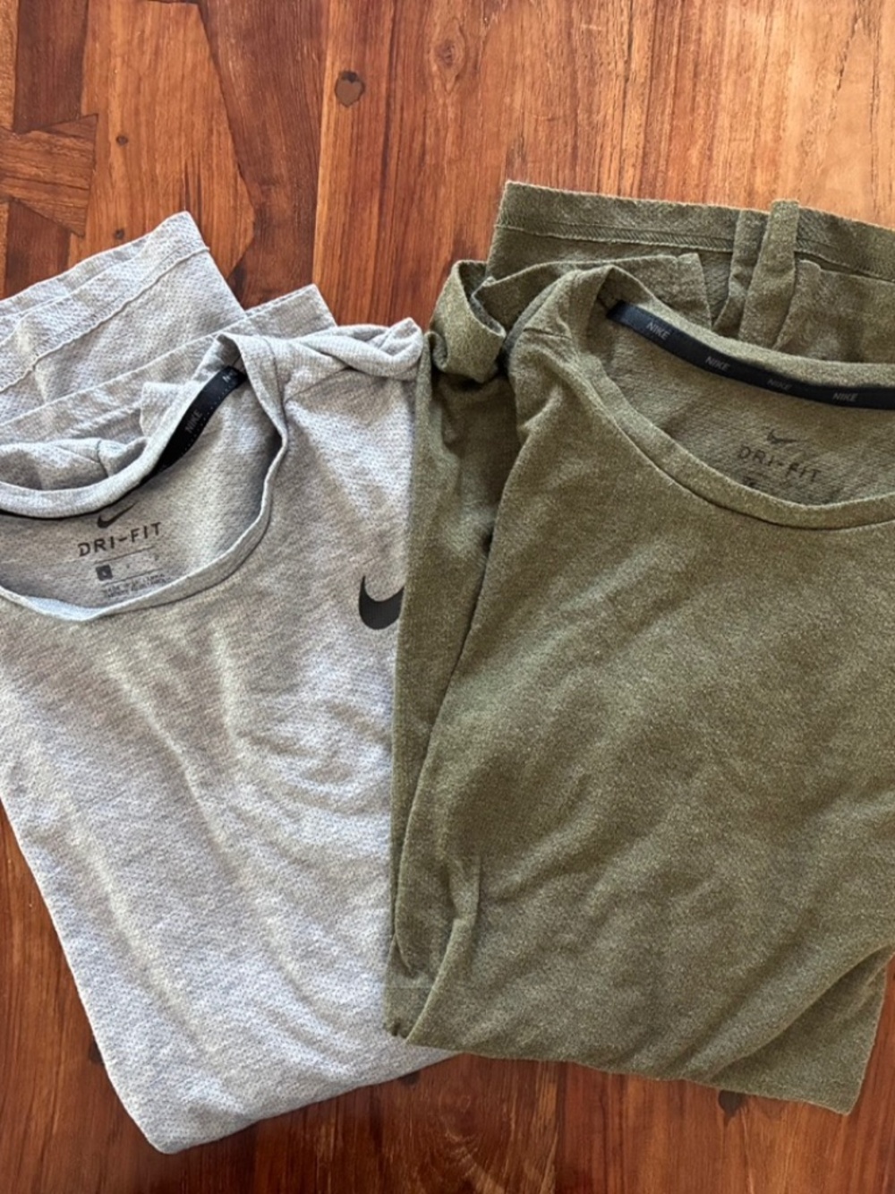 Men's Nike Dri-FIT Breathe Training Tee Bundle — Olive & Light Gray | Size L x2